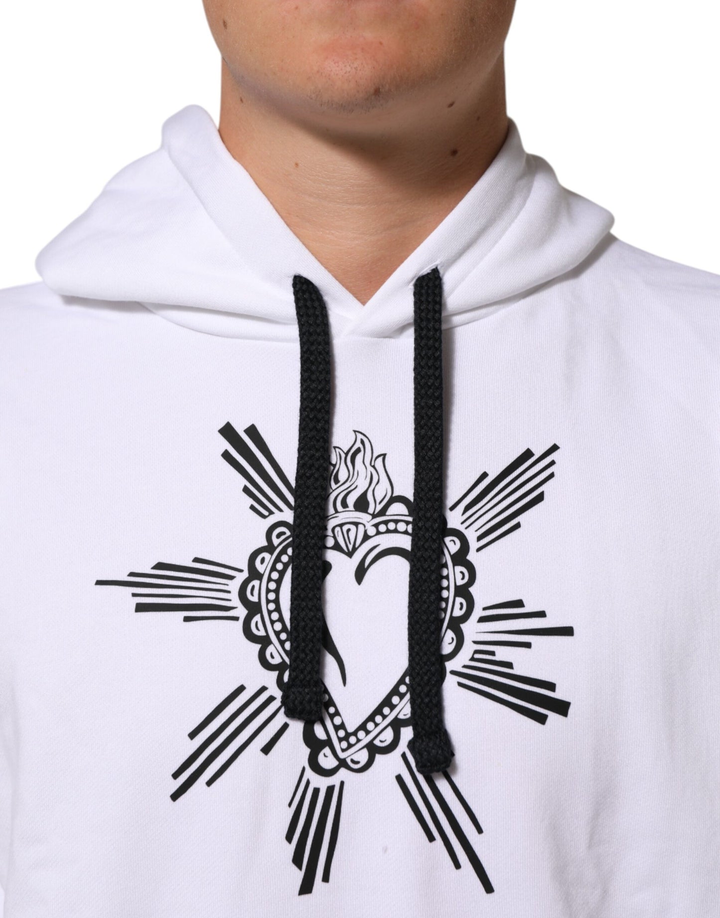 Dolce &amp; Gabbana wit sweatshirt met capuchon en het symbool van het Heilig Hart