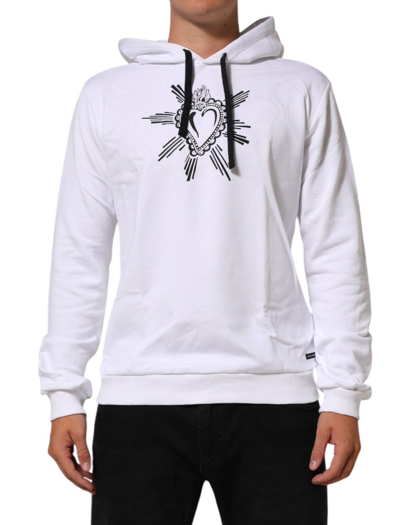 Dolce &amp; Gabbana wit sweatshirt met capuchon en het symbool van het Heilig Hart