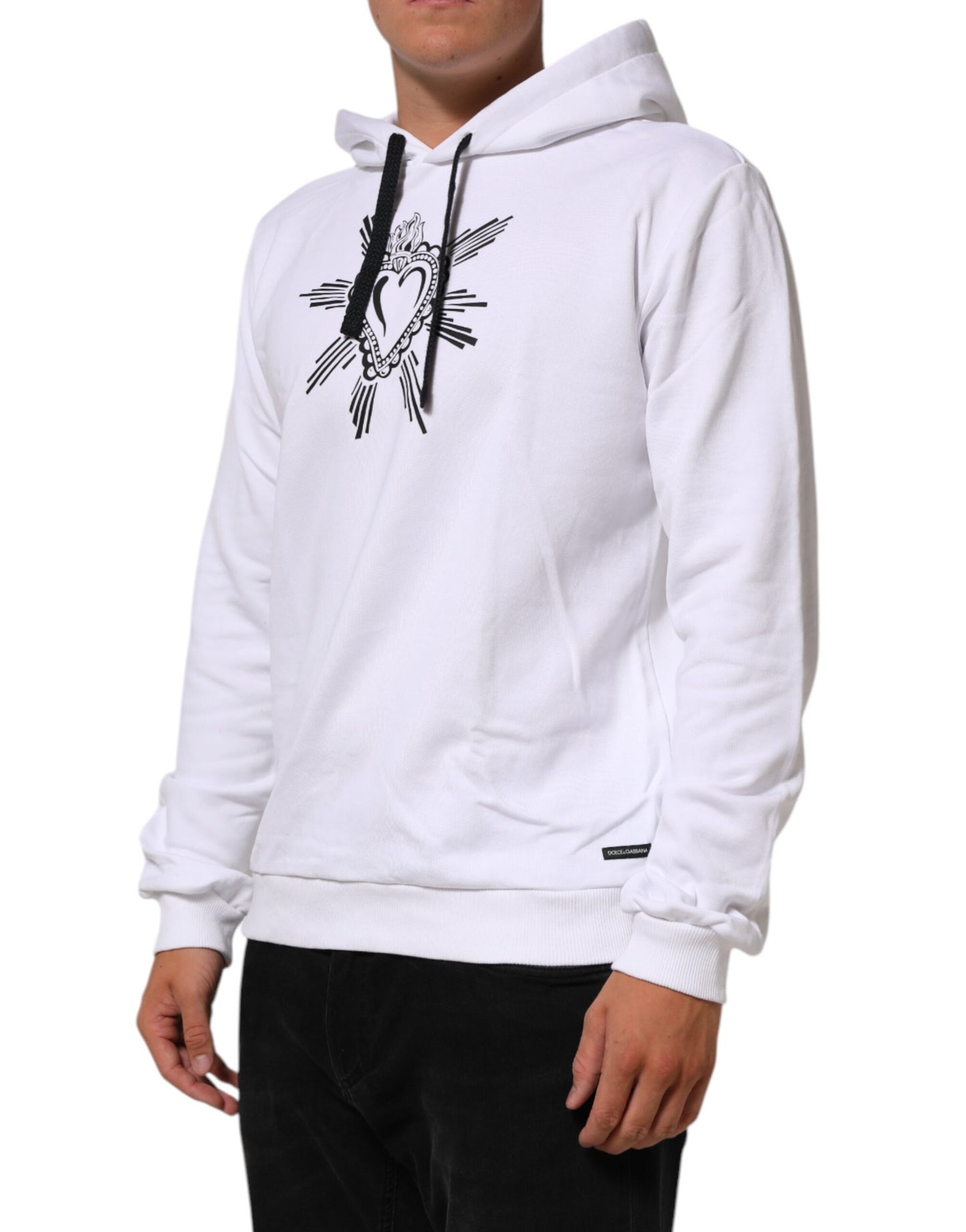 Dolce &amp; Gabbana wit sweatshirt met capuchon en het symbool van het Heilig Hart