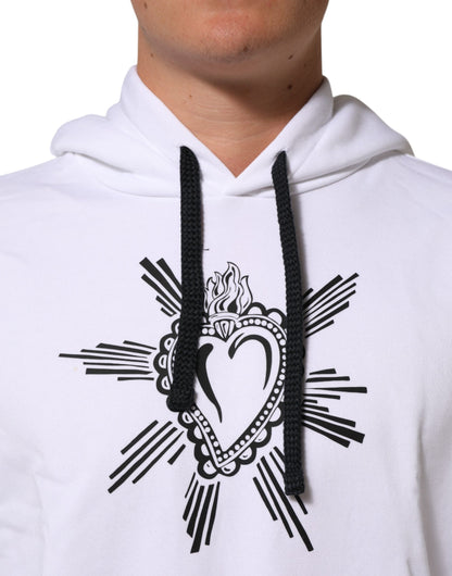Dolce &amp; Gabbana wit sweatshirt met capuchon en het symbool van het Heilig Hart
