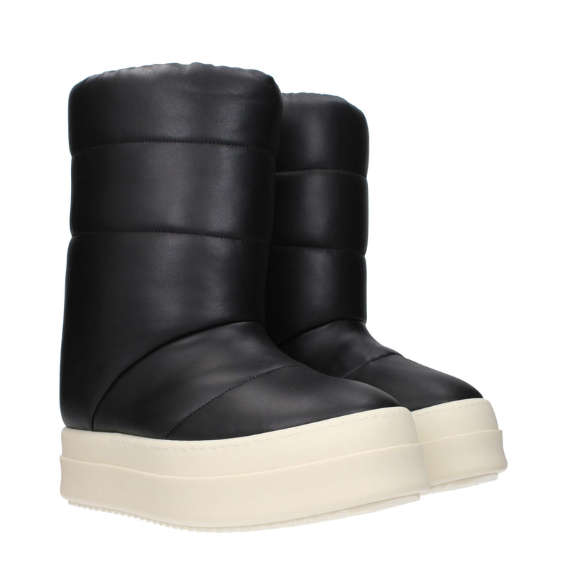 Rick Owens Black Leather Ankle Boots for Men
