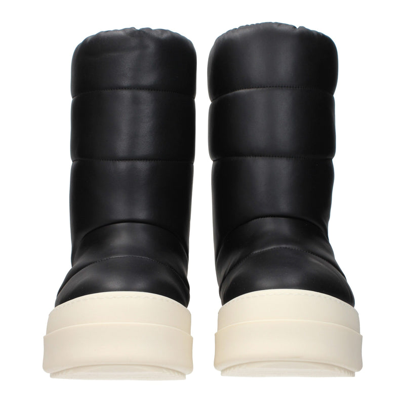 Rick Owens Black Leather Ankle Boots for Men
