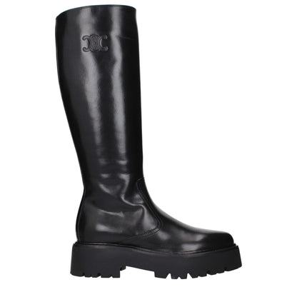 Bottes de cheville en cuir noir de Céline