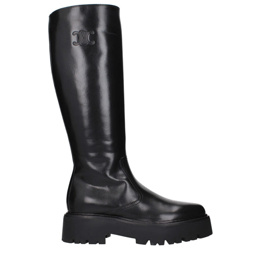 Bottes de cheville en cuir noir de Céline