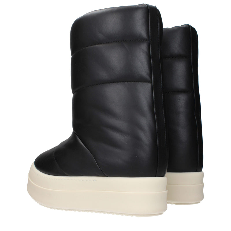 Rick Owens Black Leather Ankle Boots for Men