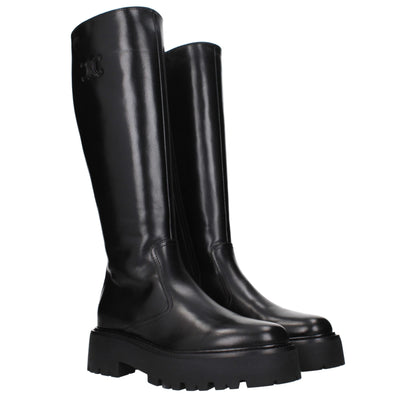 Bottes de cheville en cuir noir de Céline