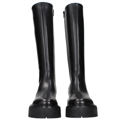 Bottes de cheville en cuir noir de Céline