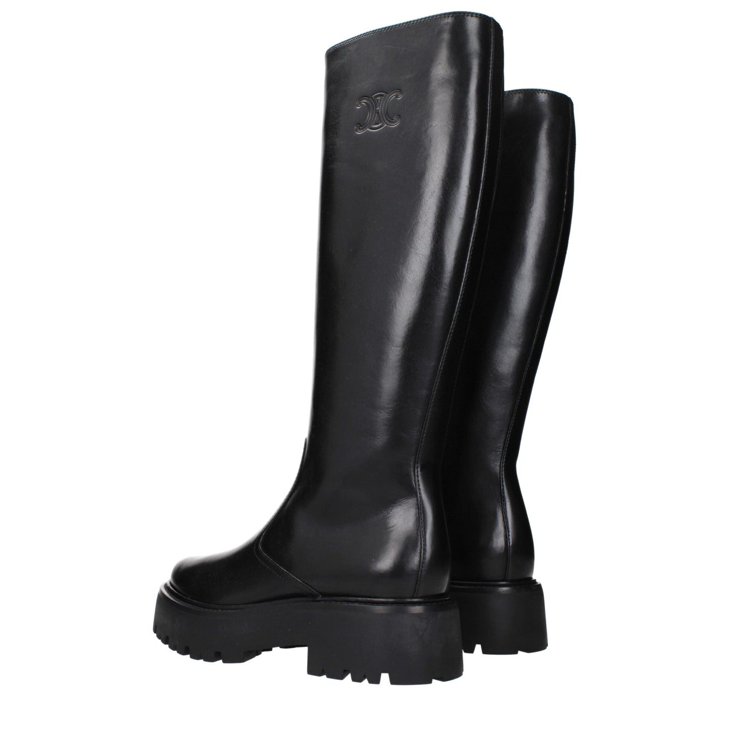 Bottes de cheville en cuir noir de Céline