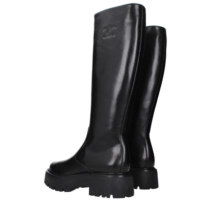 Bottes de cheville en cuir noir de Céline