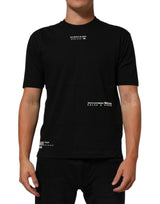 T-shirt à col rond en coton noir pour homme avec message de la marque Dolce &amp; Gabbana