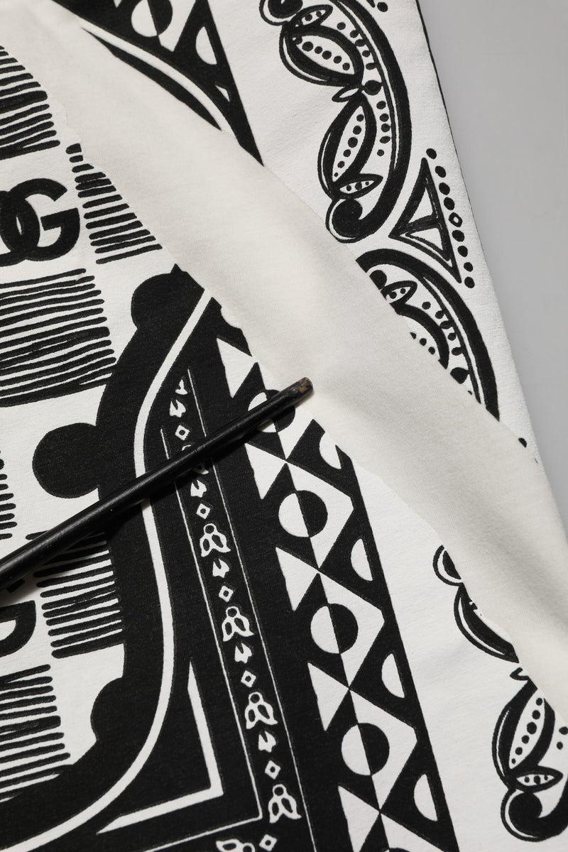Dolce & Gabbana White Cotton Logo Bandana Print Men T-shirt