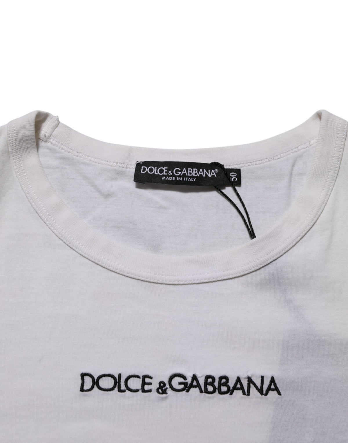 T-shirt homme en coton à col rond avec imprimé du logo blanc de Dolce &amp; Gabbana