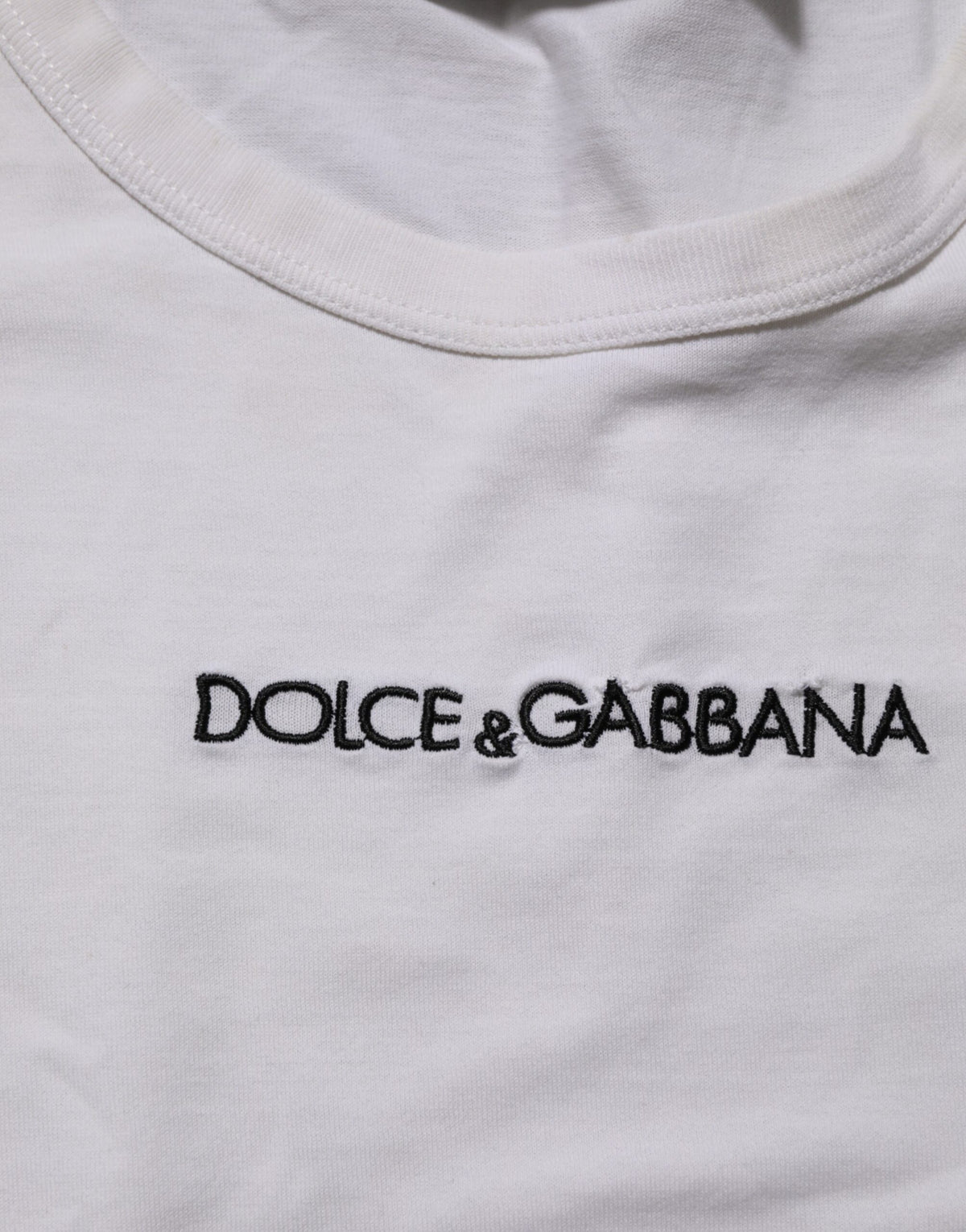 T-shirt homme en coton à col rond avec imprimé du logo blanc de Dolce &amp; Gabbana