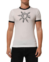 T-shirt en coton à col rond blanc avec le Sacré-Cœur de Dolce &amp; Gabbana