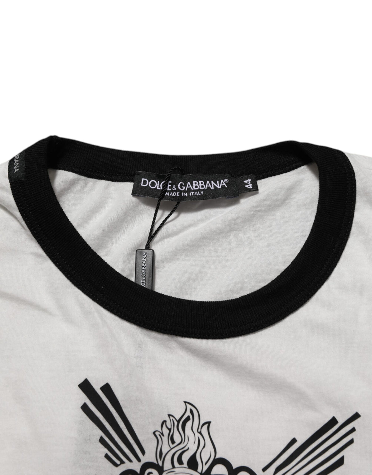 T-shirt en coton à col rond blanc avec le Sacré-Cœur de Dolce &amp; Gabbana