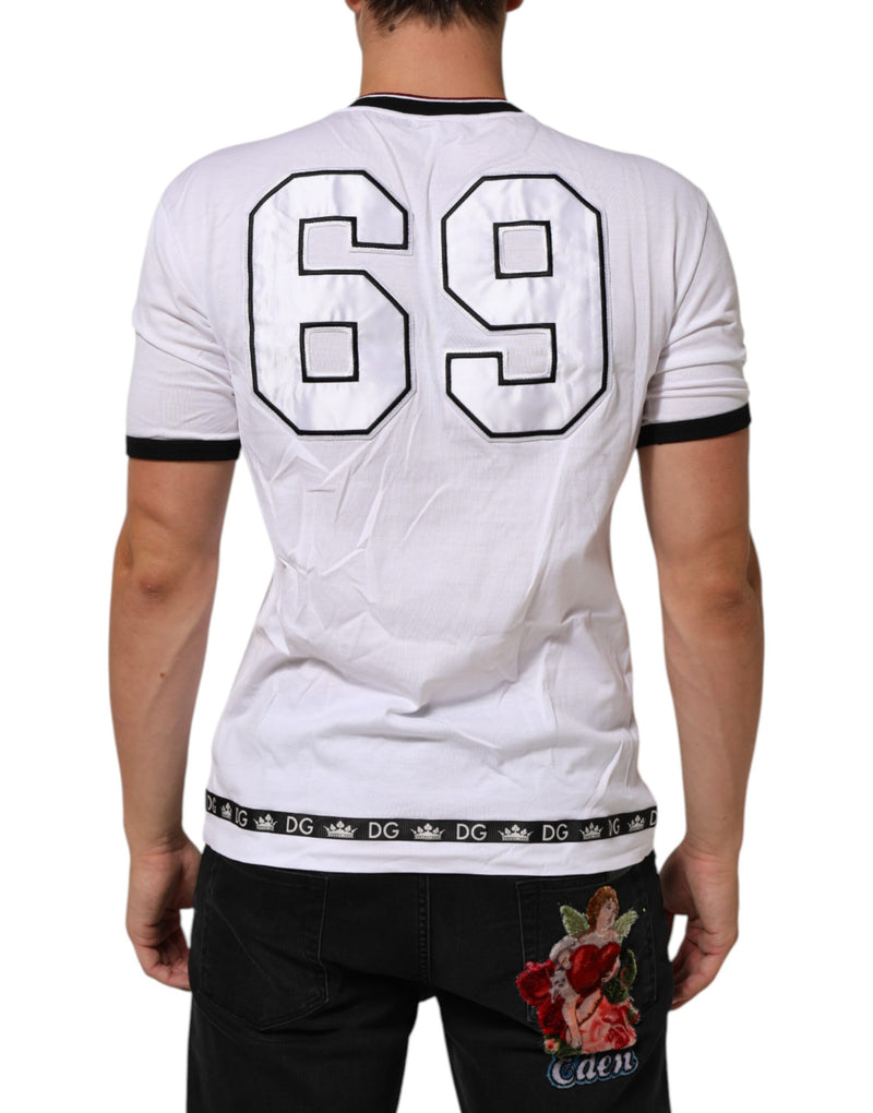 T-shirt blanc en coton Dolce &amp; Gabbana brodé du motif "King Crown"