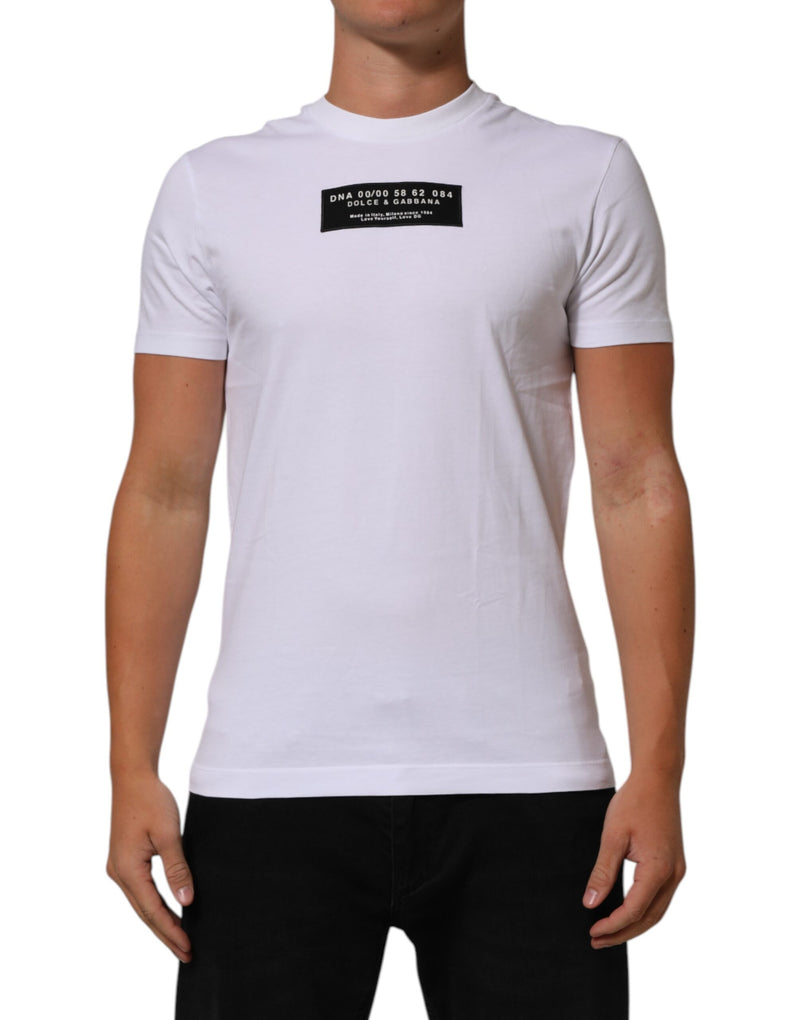 Dolce &amp; Gabbana wit katoenen T-shirt met logo-print en ronde hals voor heren