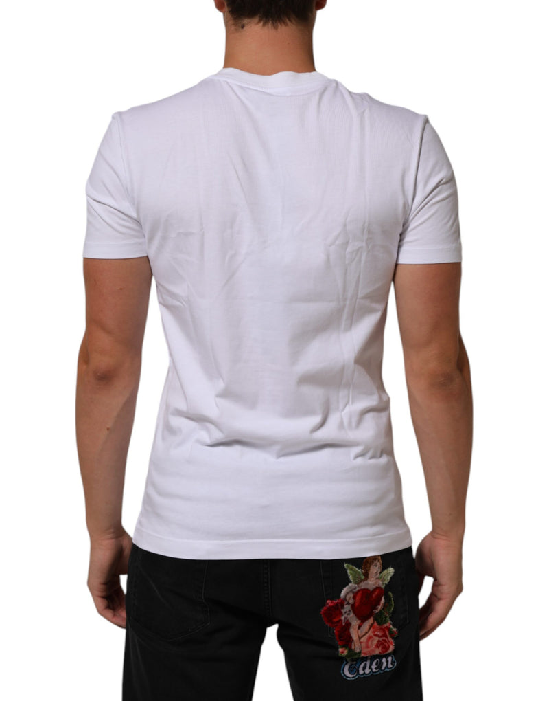 Dolce &amp; Gabbana wit katoenen T-shirt met logo-print en ronde hals voor heren