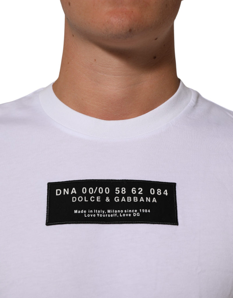 Dolce &amp; Gabbana wit katoenen T-shirt met logo-print en ronde hals voor heren