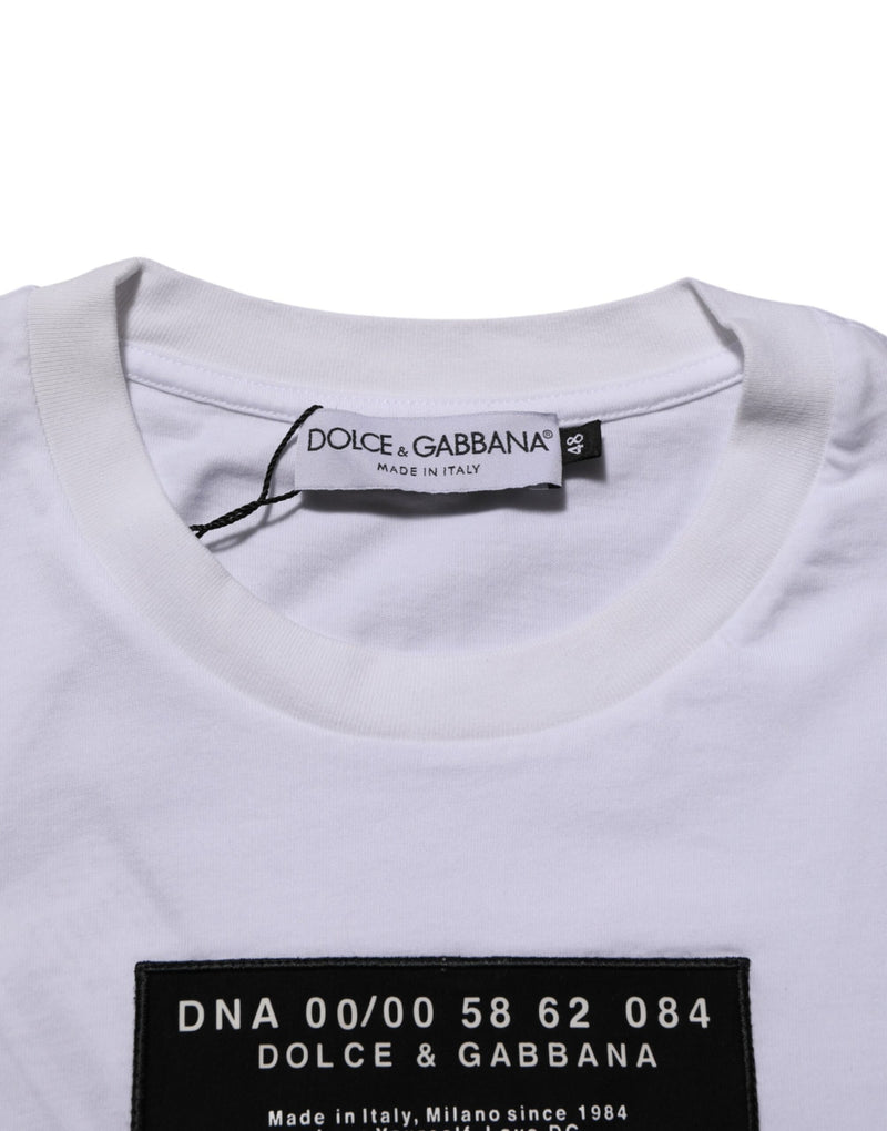 Dolce &amp; Gabbana wit katoenen T-shirt met logo-print en ronde hals voor heren