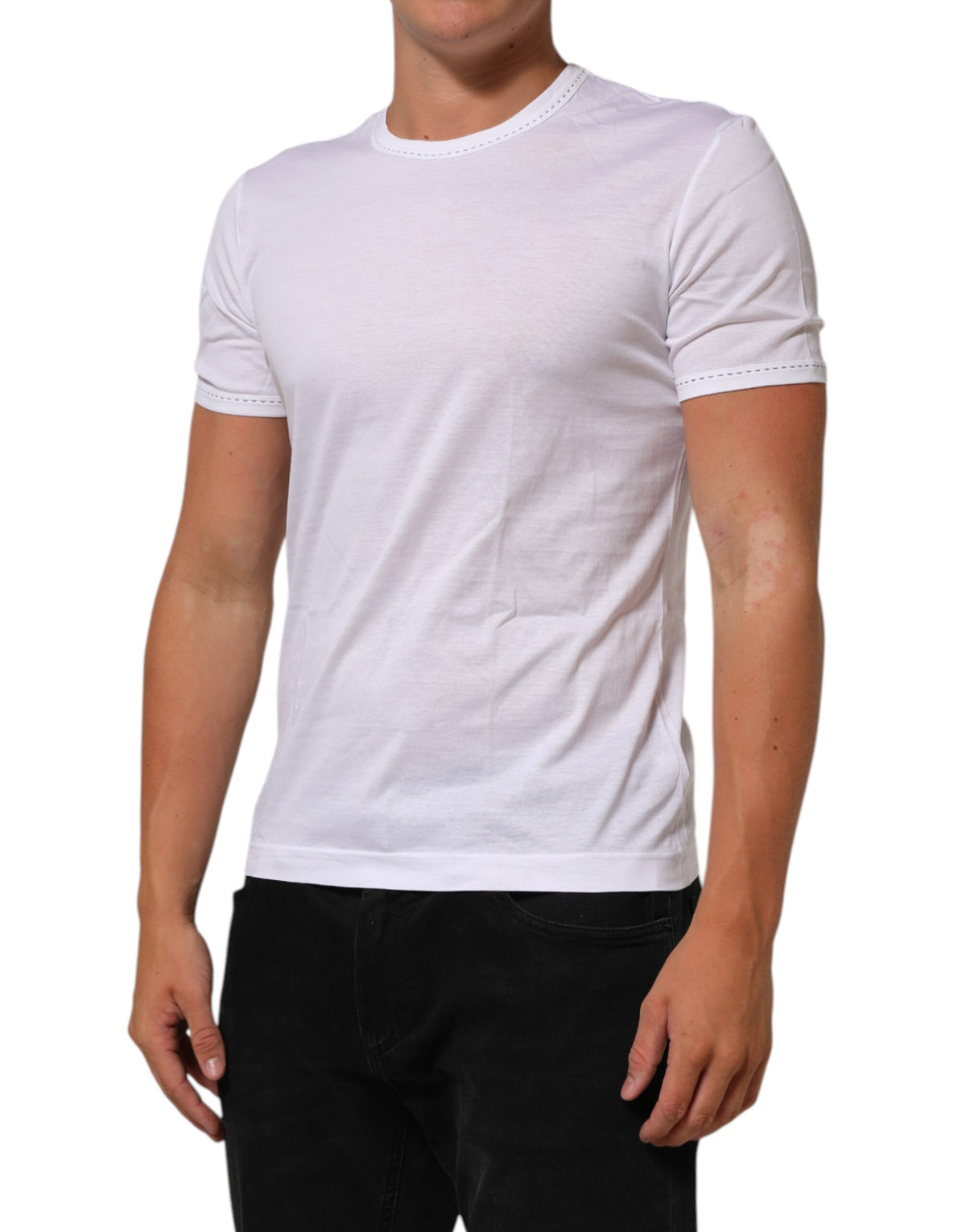 T-shirt Dolce &amp; Gabbana blanc en coton à col rond, style sous-vêtements