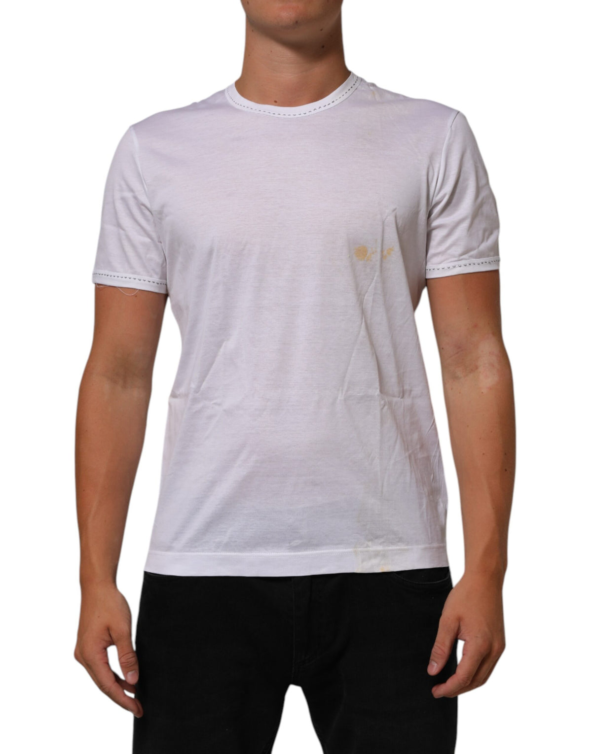 T-shirt Dolce &amp; Gabbana blanc en coton à col rond, style sous-vêtements