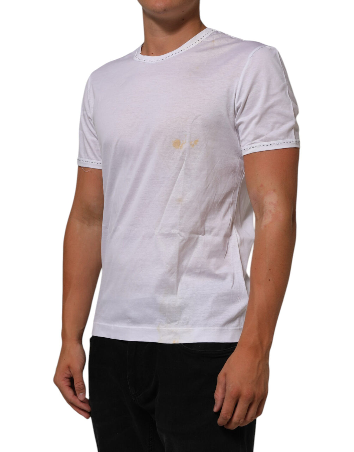 T-shirt Dolce &amp; Gabbana blanc en coton à col rond, style sous-vêtements
