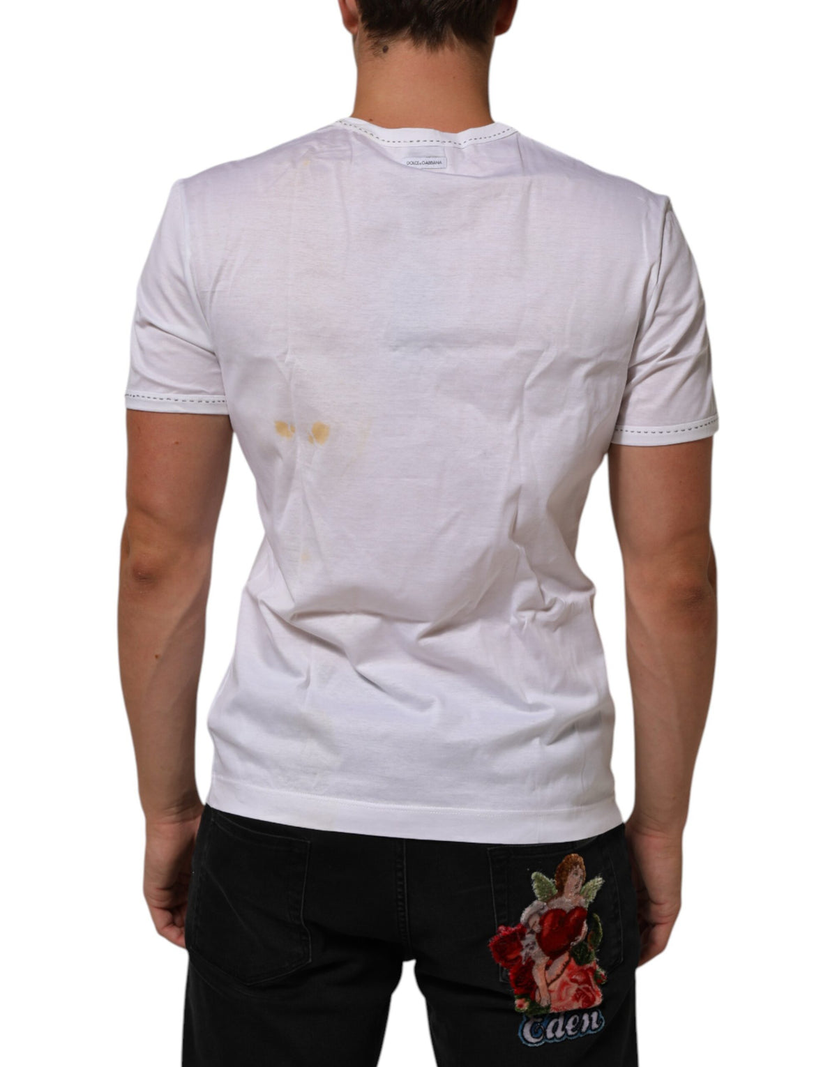 T-shirt Dolce &amp; Gabbana blanc en coton à col rond, style sous-vêtements