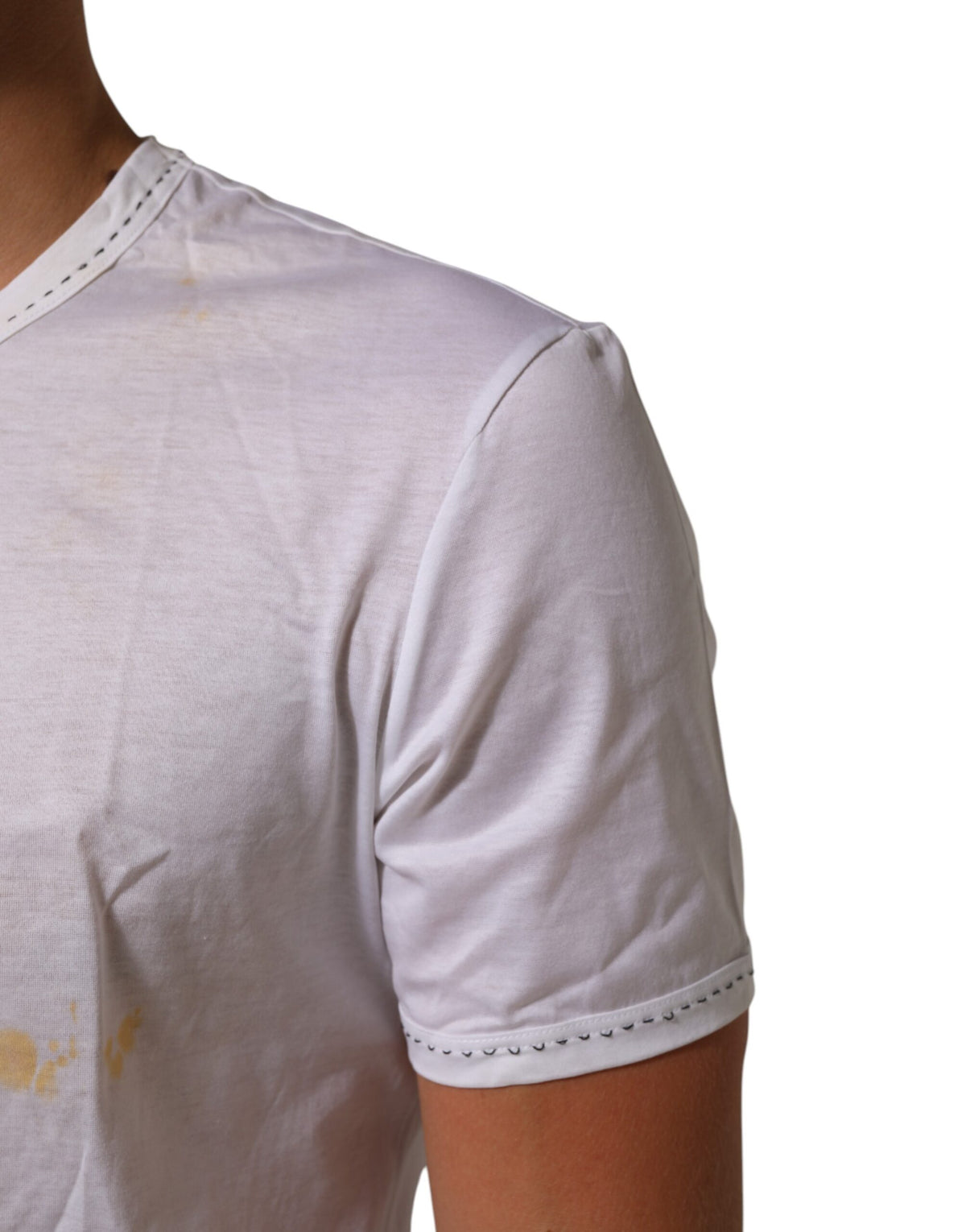 T-shirt Dolce &amp; Gabbana blanc en coton à col rond, style sous-vêtements