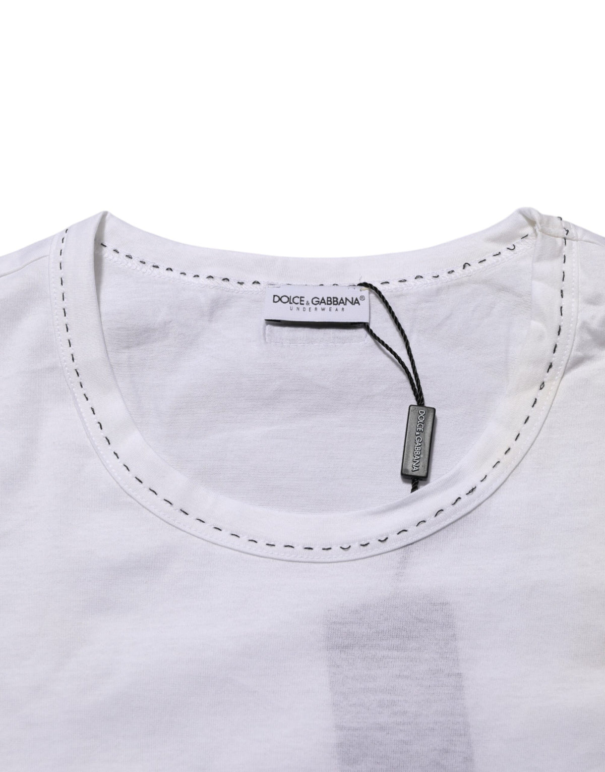 T-shirt Dolce &amp; Gabbana blanc en coton à col rond, style sous-vêtements