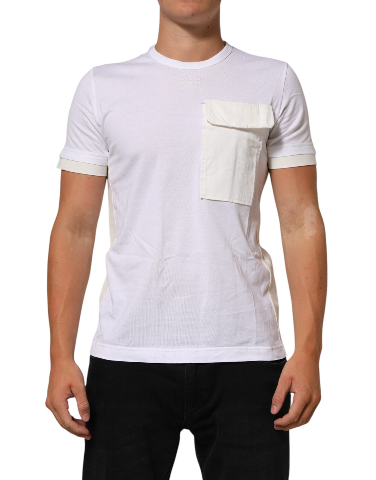 T-shirt Dolce &amp; Gabbana blanc en coton à col rond et poche pour homme