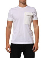 T-shirt Dolce &amp; Gabbana blanc en coton à col rond et poche pour homme