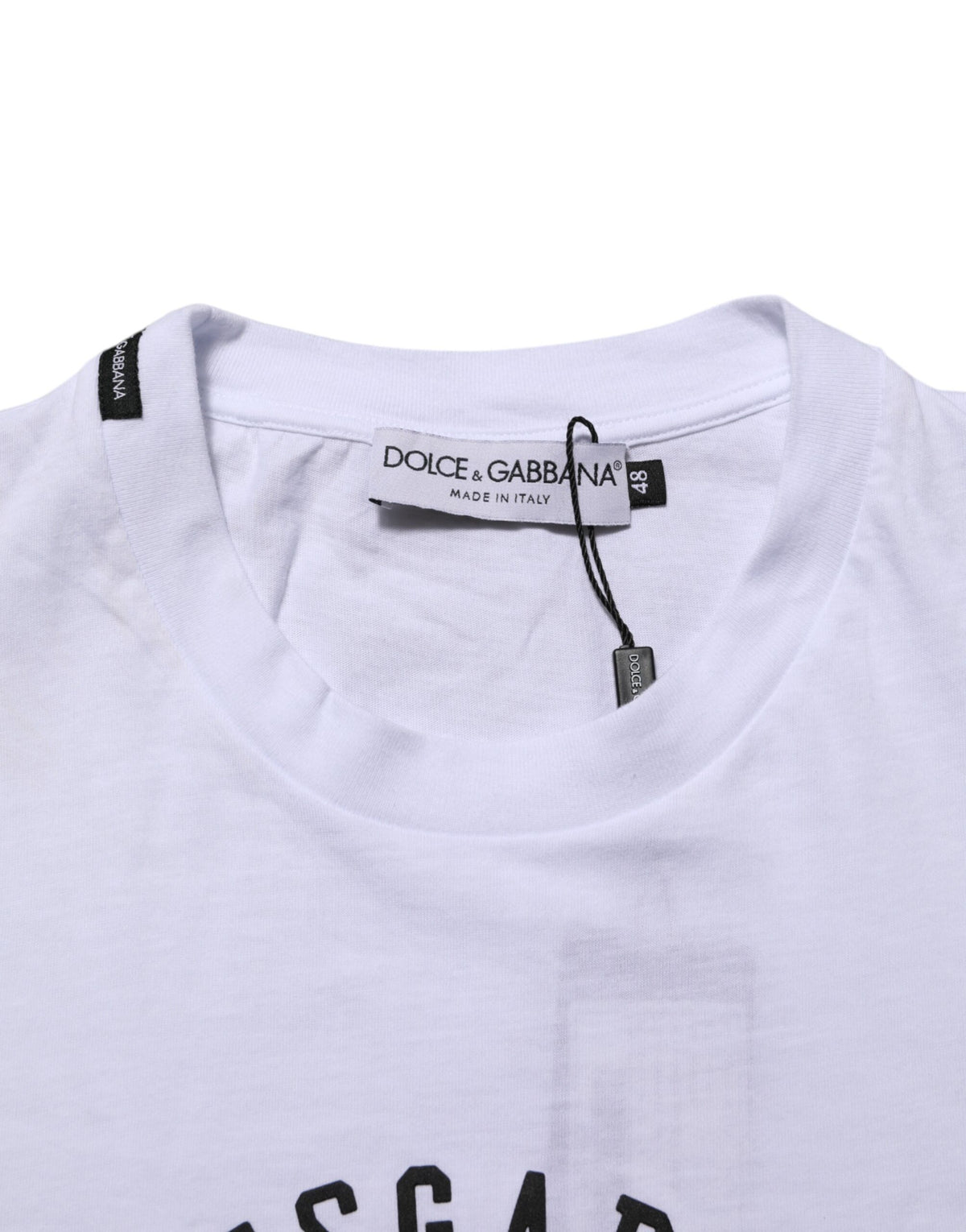 T-shirt à col rond en coton blanc avec imprimé du logo Dolce &amp; Gabbana