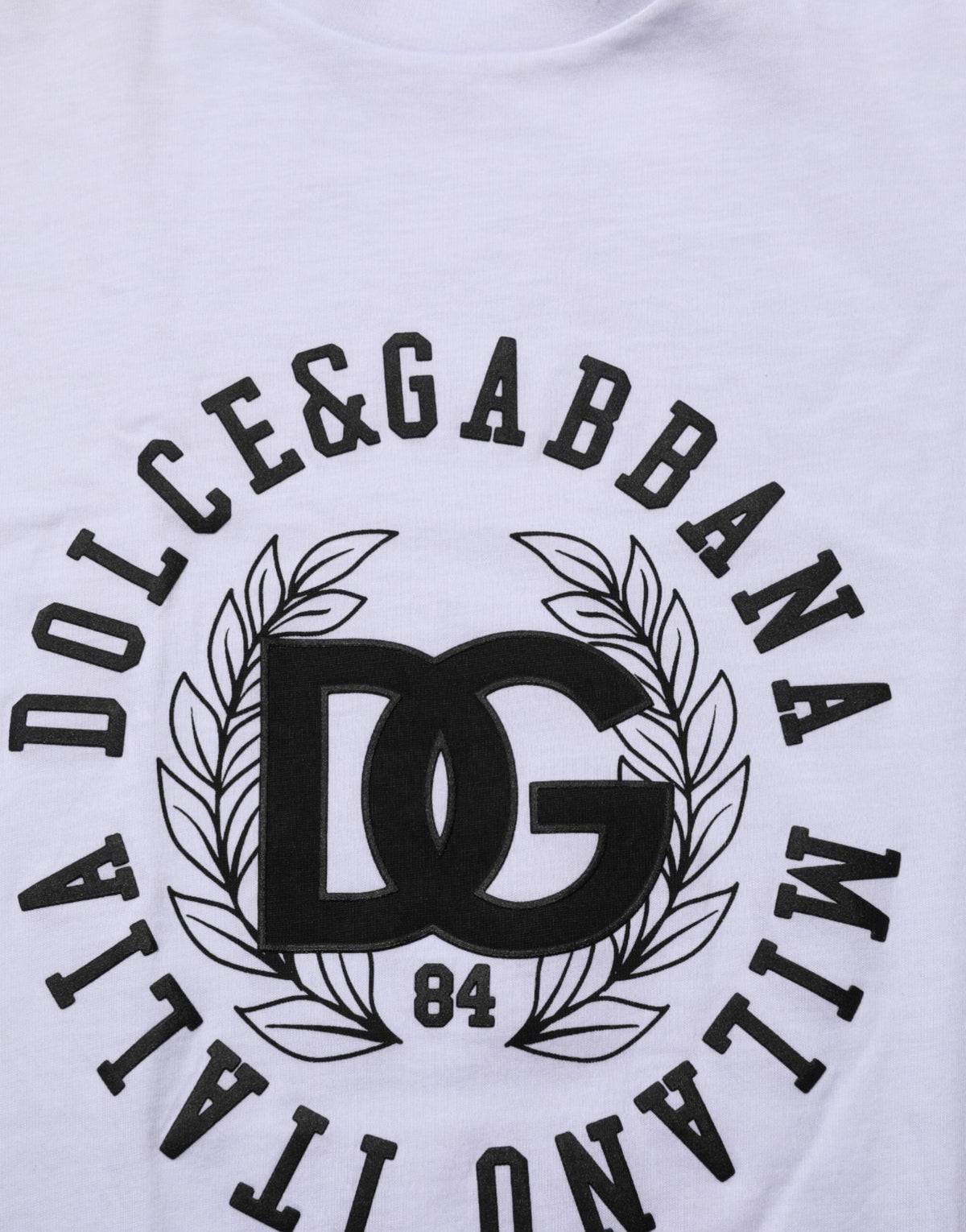 T-shirt à col rond en coton blanc avec imprimé du logo Dolce &amp; Gabbana