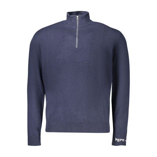 Pepe Jeans Blue Cotton Sweater - Half Zip with Logo