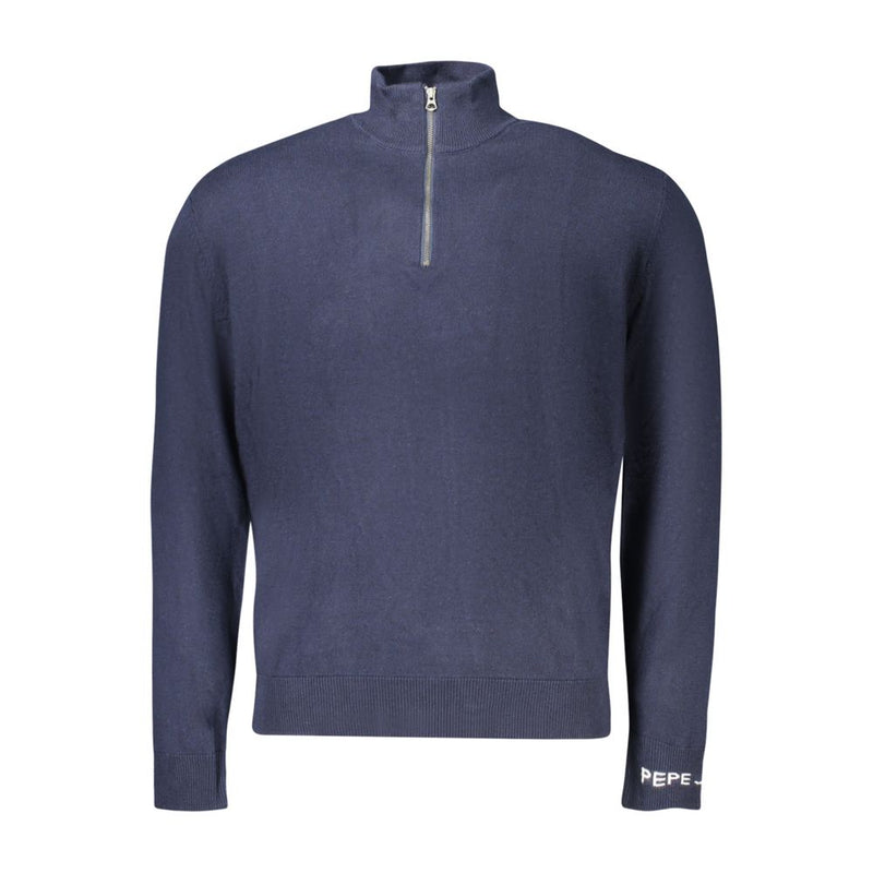 Pepe Jeans Pull en Coton Bleu avec Demi-Zip