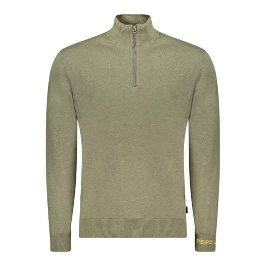 Pepe Jeans Green Cotton Sweater - Stylish Half Zip Design