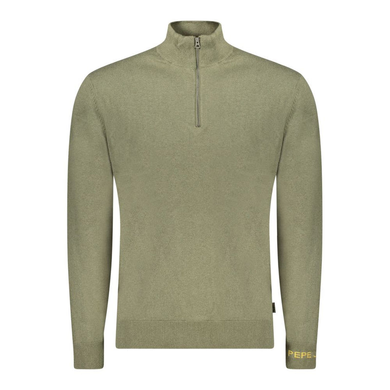 Pepe Jeans Green Cotton Sweater - Stylish Half Zip Design