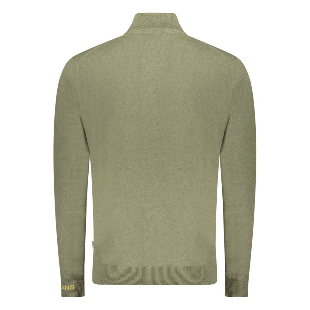 Pepe Jeans Pull Vert en Coton avec Demi-Fermeture Éclair
