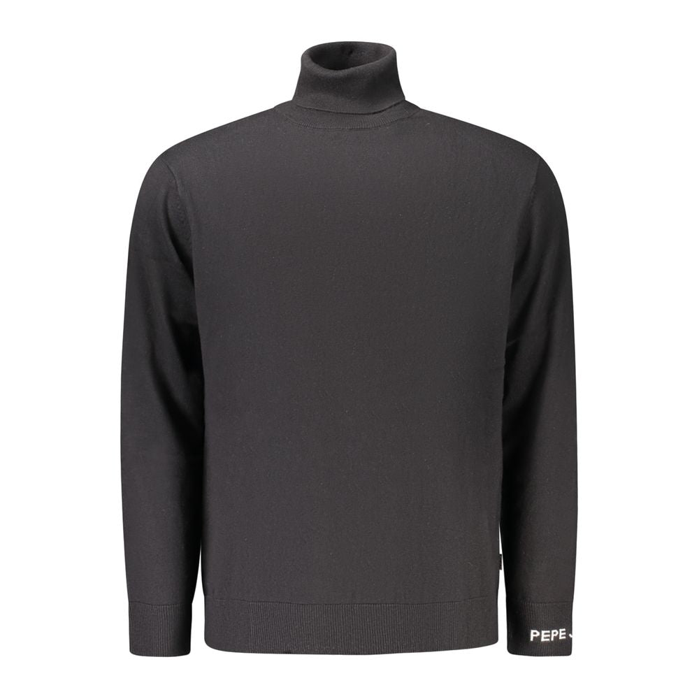 Pepe Jeans Pull en Coton Noir avec Col Roulé