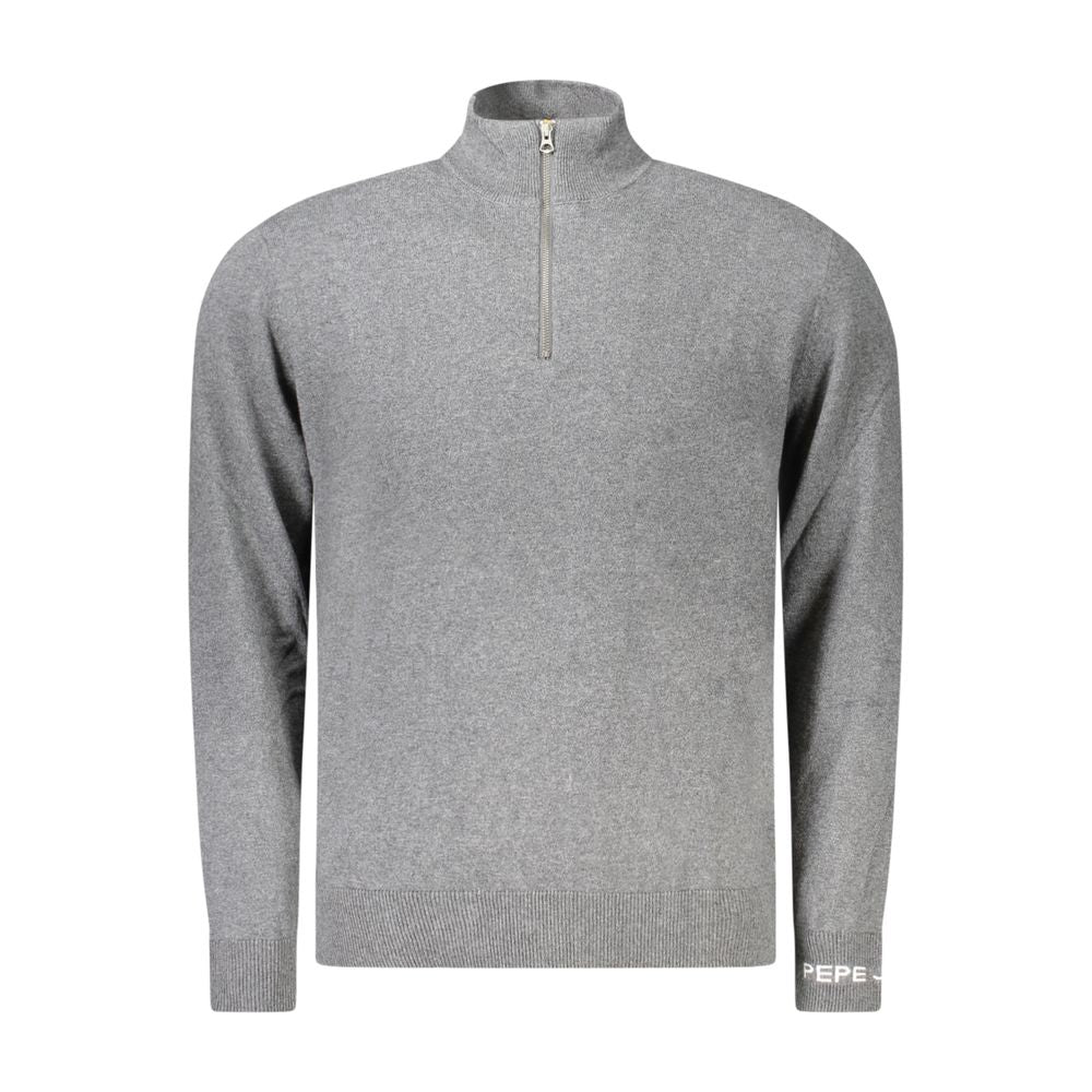 Pepe Jeans Pull en Coton Gris avec Demi-Zip