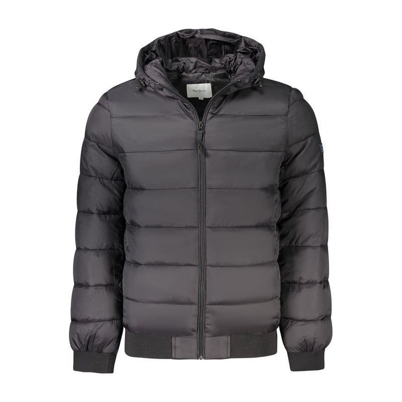 Pepe Jeans Black Polyamide Jacket with Hood