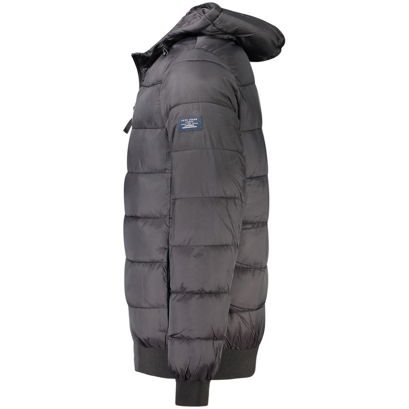 Pepe Jeans Black Polyamide Jacket with Hood