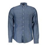 Gant Blue Cotton Shirt - Long Sleeve with Italian Collar