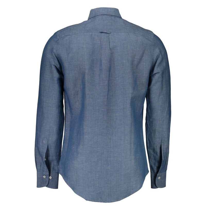 Gant Blue Cotton Shirt - Classic Long Sleeve with Italian Collar