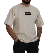Dolce & Gabbana T-Shirt Imprimé Ivory à Col Rond