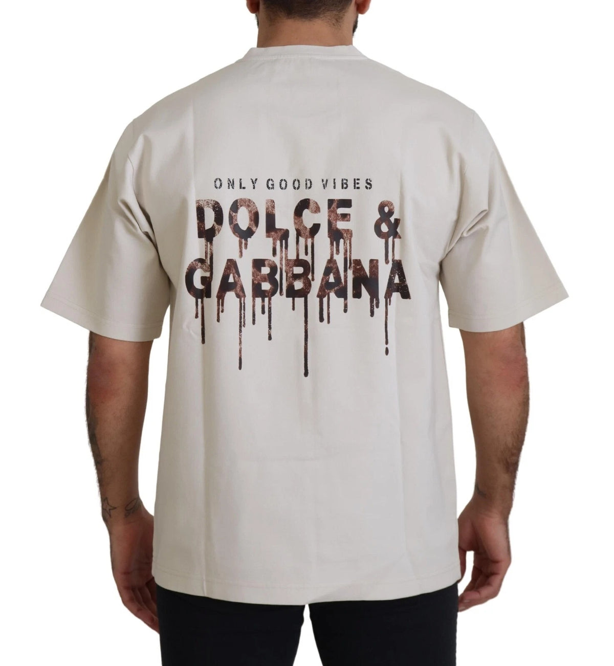 Dolce & Gabbana T-Shirt Imprimé Ivory à Col Rond