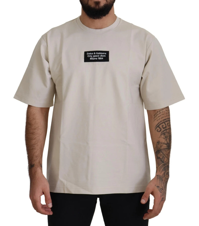 Dolce & Gabbana Ivory Printed Crewneck T-Shirt