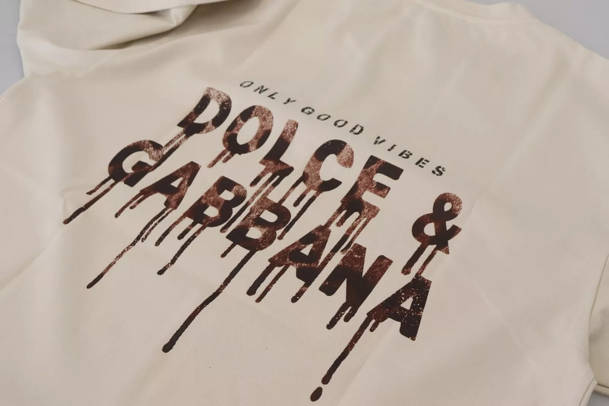 Dolce & Gabbana T-Shirt Imprimé Ivory à Col Rond