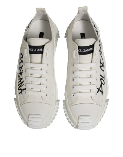 Dolce & Gabbana White Cotton NS1 Low Top Sneaker Shoes
